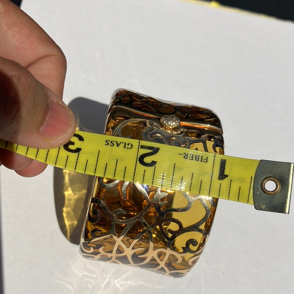 Angelique de Paris Gold over Sterling Silver & Resin Wide Bangle Bracelet - Picture 11 of 11